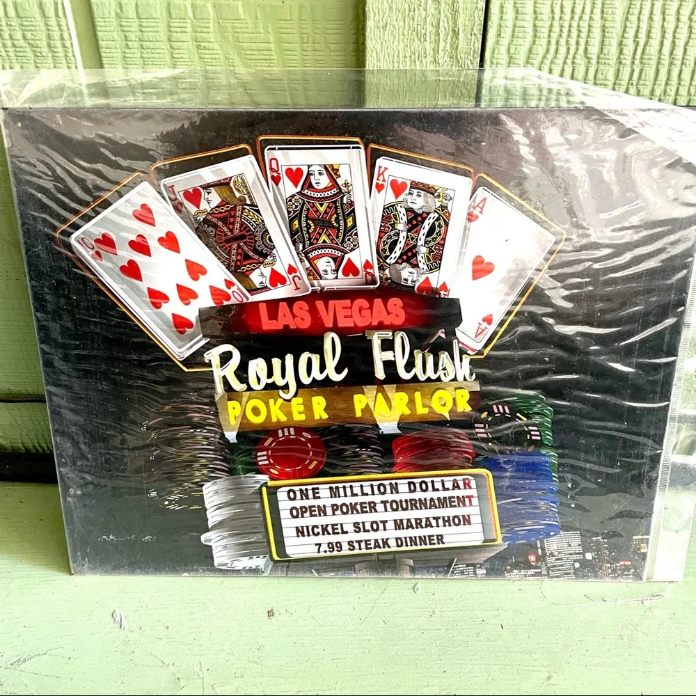 NEW Las Vegas Royal Flush Poker Parlor Metal Sign